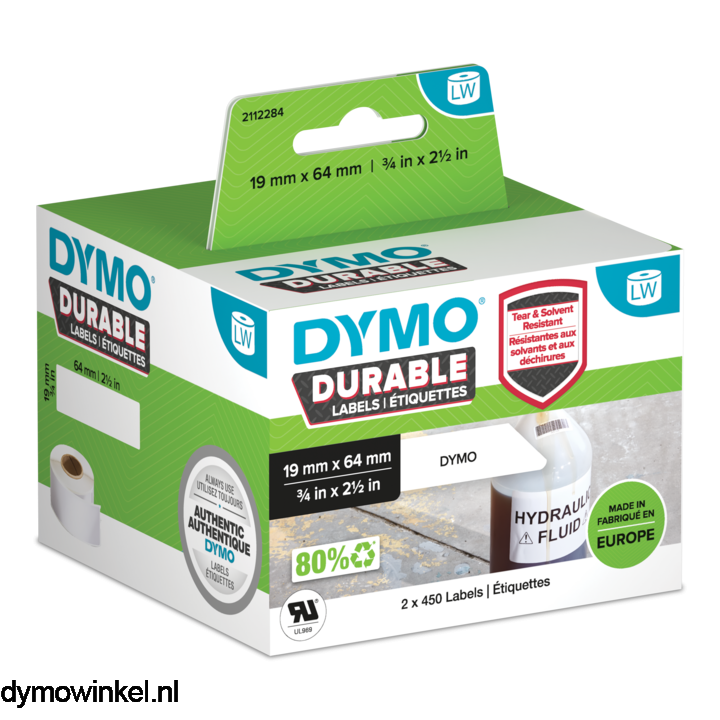 bestellen Middel Onweersbui Dymo 2112284 duurzame LabelWriter etiketten 19x64mm | Dymowinkel